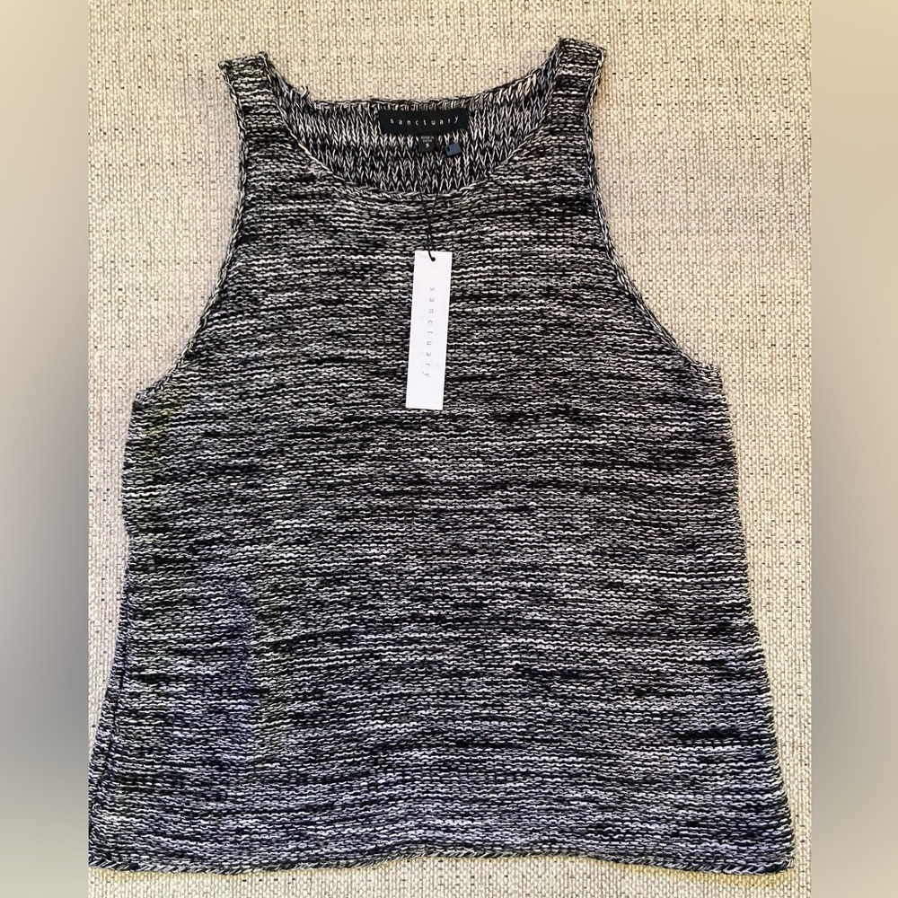 NWT Sanctuary Black/White Woven Knit Tank Size Small